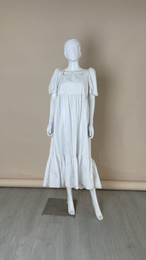 فستان ابيض نص كم white dress