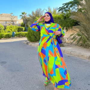 فستان ستان الوان اورانج