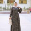 فستان زيتي ورد احمر