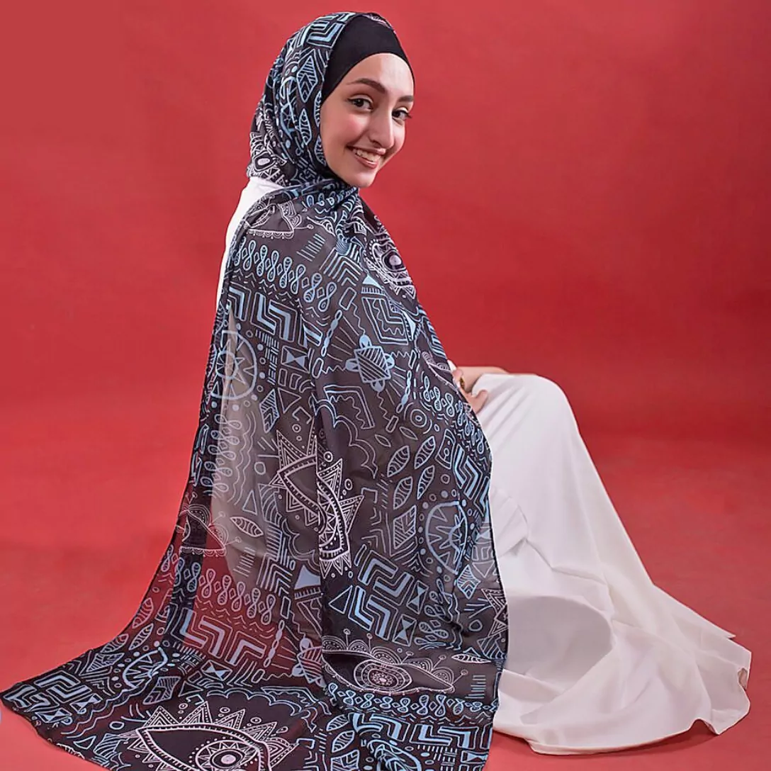 Blue Chiffon Scarf