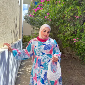 فستان ستان مطبوع