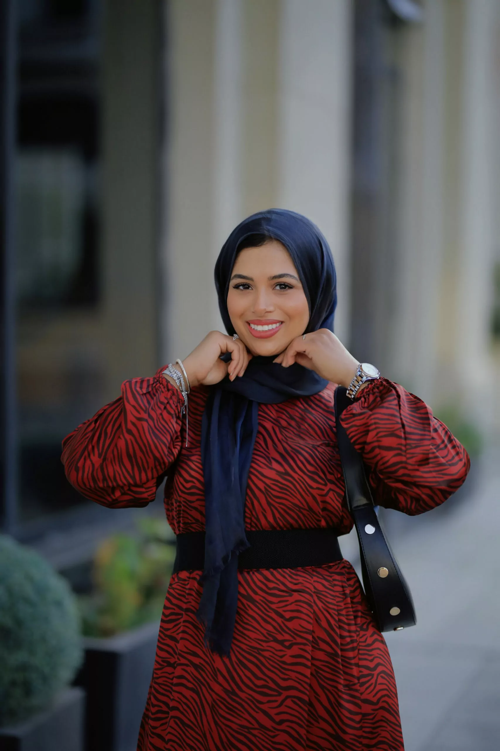 فستان ستان نبيتي زيبرا