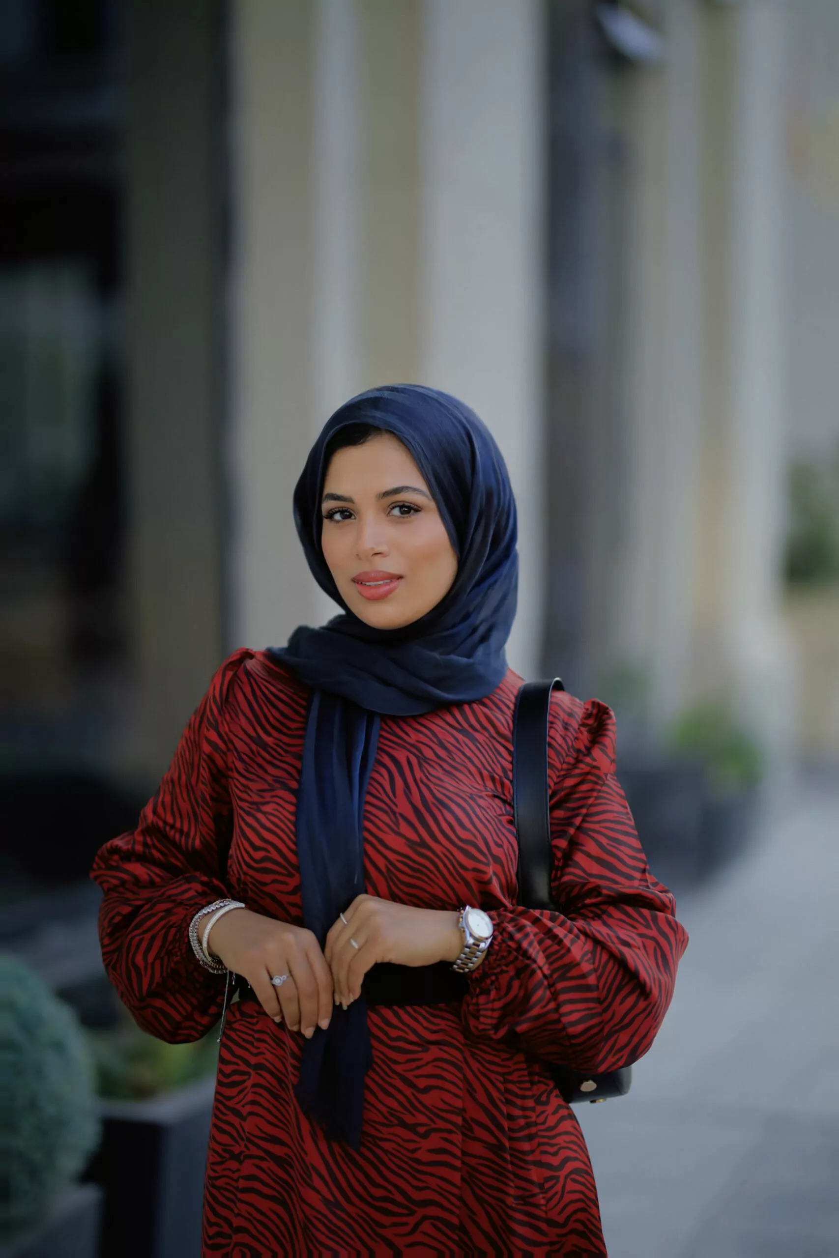 فستان ستان نبيتي زيبرا