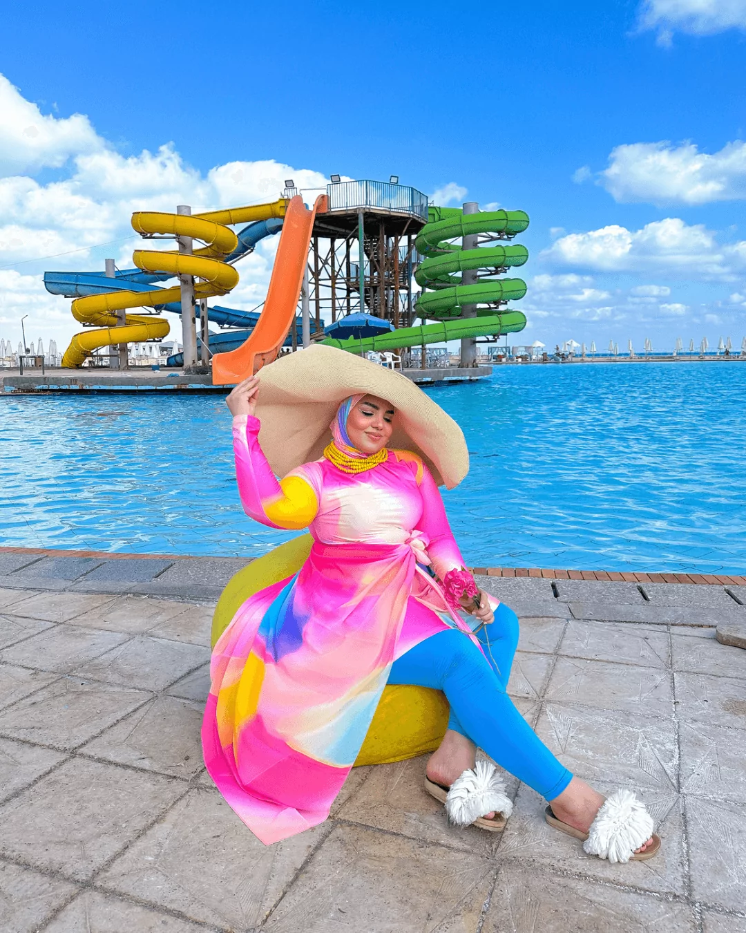 Rainbow burkini without skirt cover