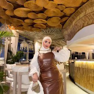 Leather Charm Dress+ white bluse