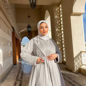 silky gray abaya